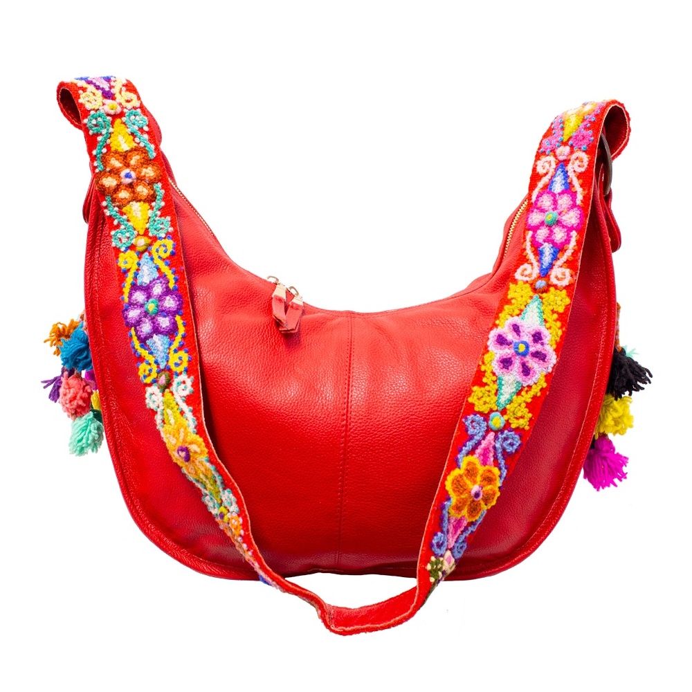 Cristina Orozco Red Leather Luna Handbag
